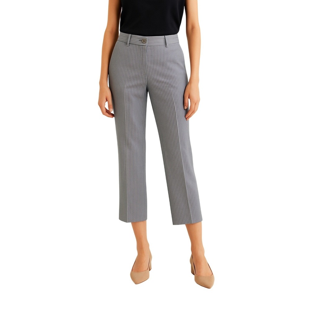 Sandro Ferrone Gray Blue Pinstripe Slim Cropped Pants Career EU 44‎